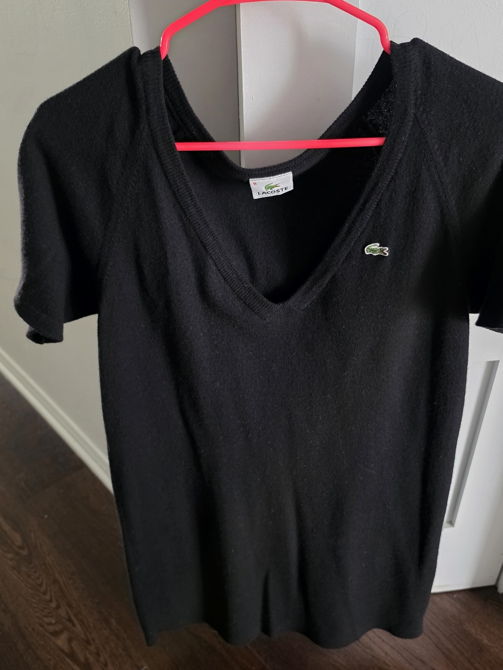 Lacoste Black V-Neck Dress Pure Merino Like New Size M